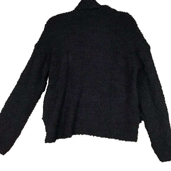 Bobeau Women’s Large Black Popcorn Knit Turtleneck Sweater Hi-Low Hem NWOT - Picture 8 of 13
